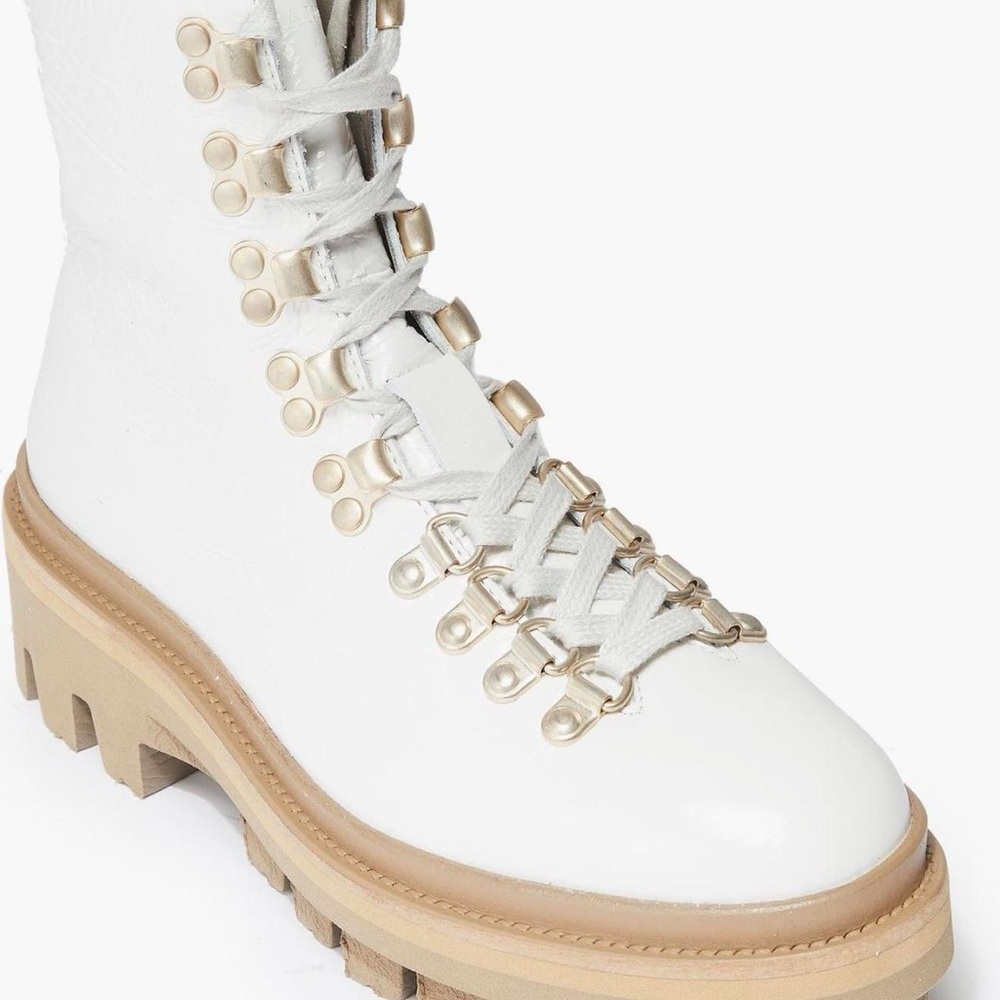 All Saints Wanda Crinkle Boot White Leather Ankle SZ 10